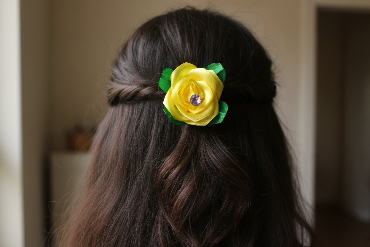 Yellow Rose Hair Clip