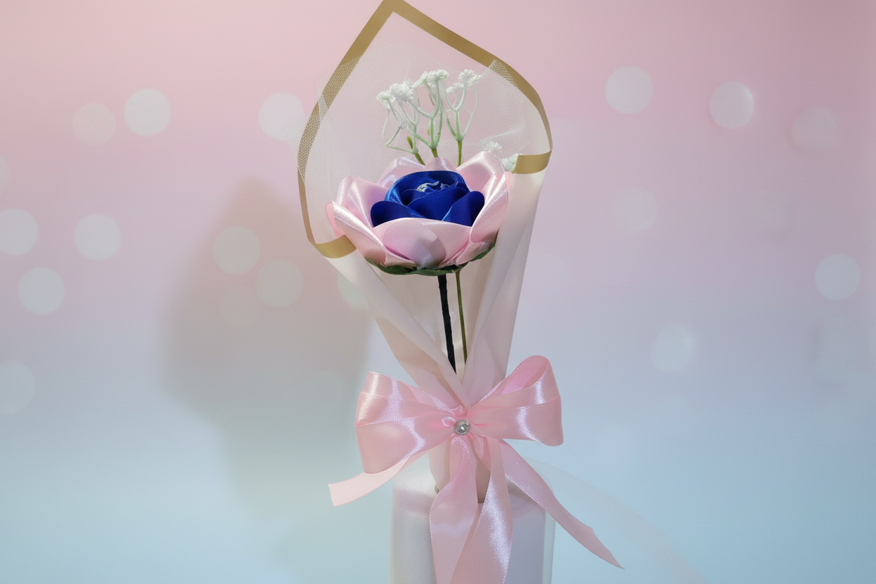 Pink & Blue Rose Bouquet