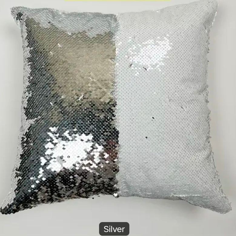 Personalized Sequin Pillow Cases-Silver